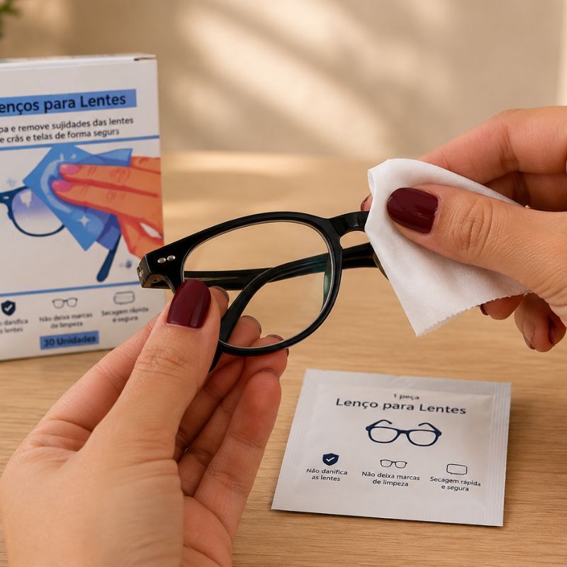 Kit 50/100/150PÇS Lenço Umedecido Para Limpeza De Óculos Telas E Lentes