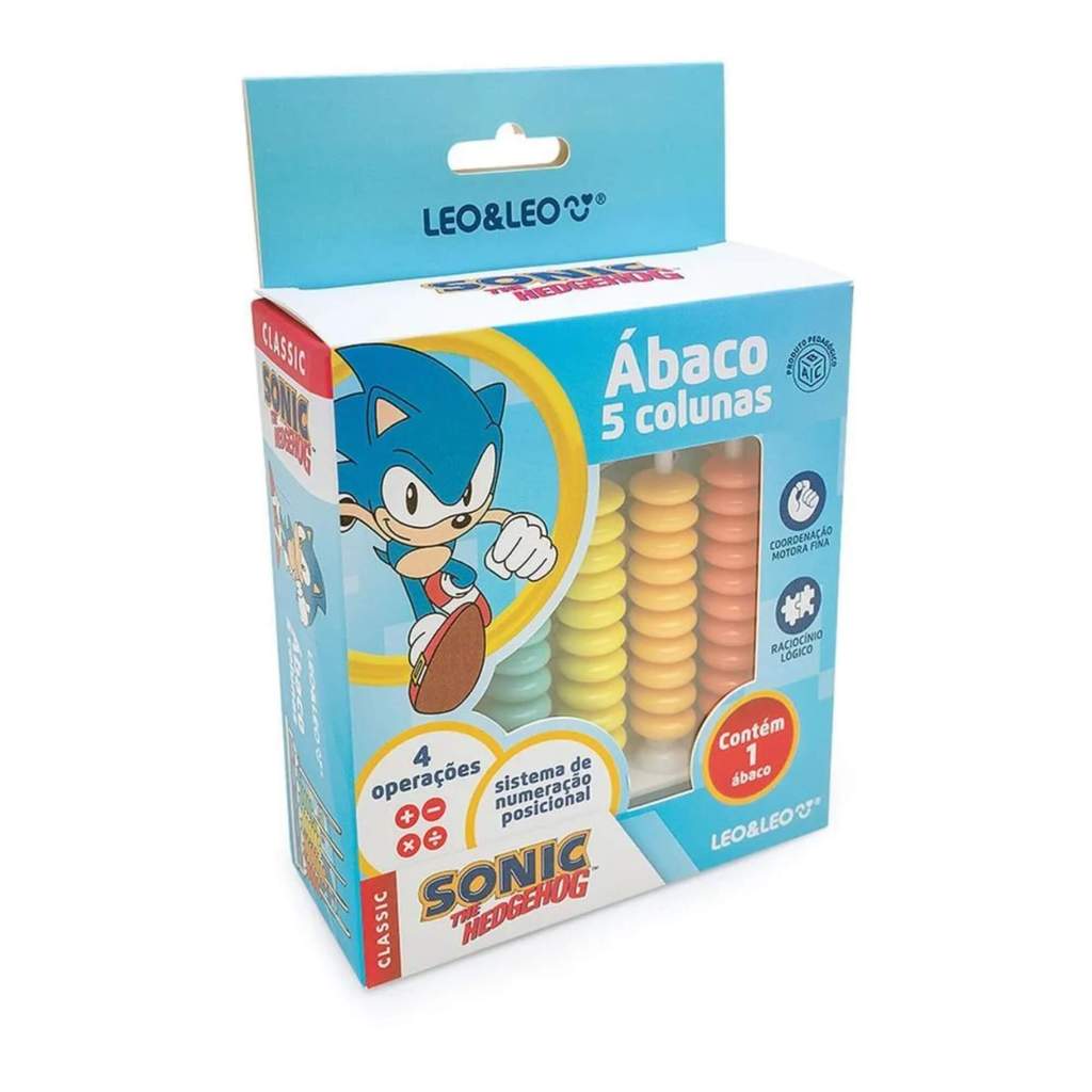 Brinquedo Educativo Ábaco Sonic 5 Colunas 50 Argolas Leo&Leo Leonora - 10455
