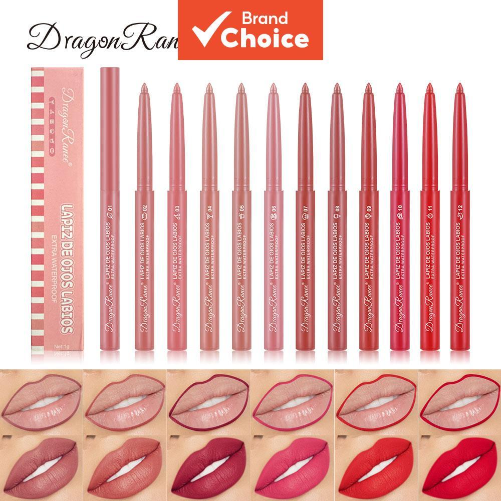  Lápis de contorno labial batom marrom escuro vermelho à prova d'água para mulheres, caneta de contorno labial fosca,