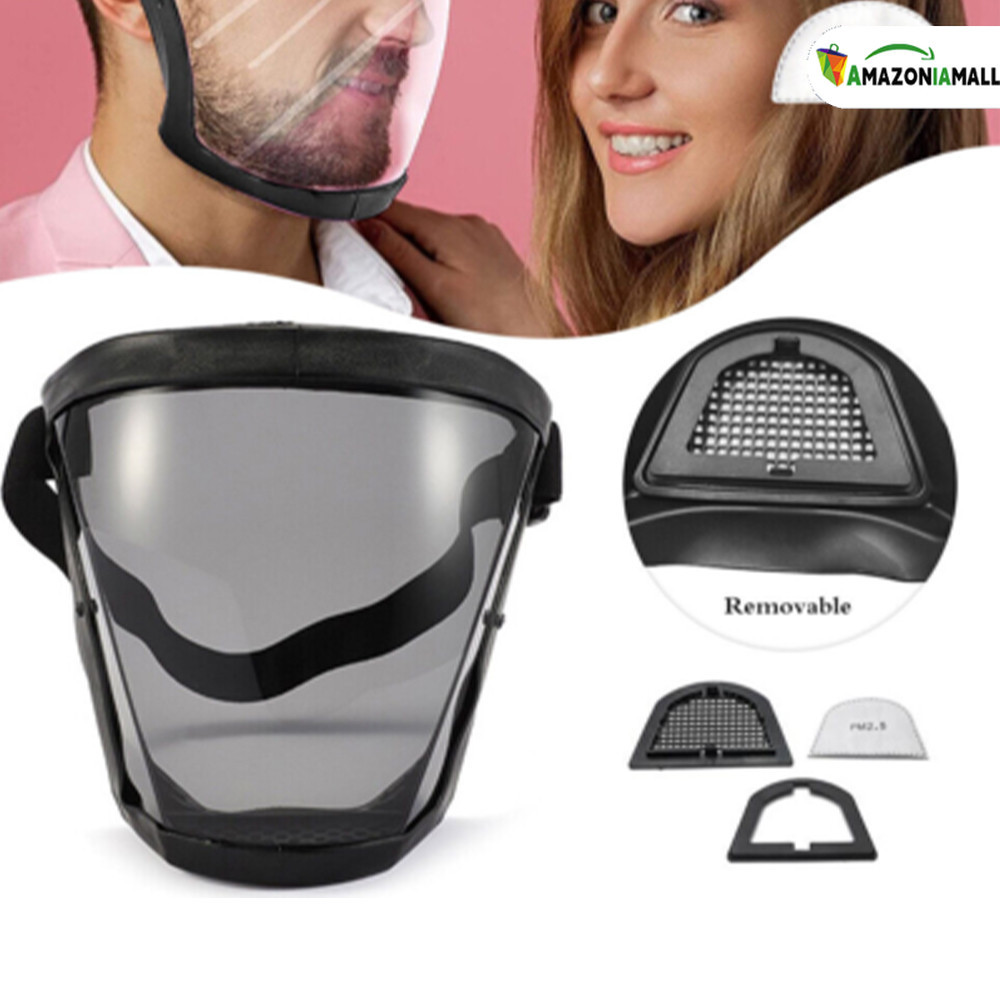 Máscara de Proteção PM2.5 Transparente Impermeável c/ 10 Filtros – Para Esportes, Reforma, Poeira e Bactérias