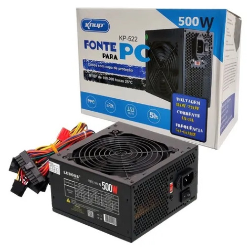 Fonte ATX Knup KP-522 500W Real para PC - Bivolt Automático