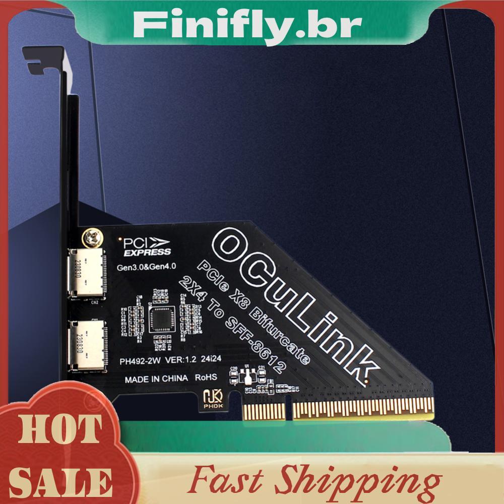 PCIeX8 Para 2 Portas Oculink SFF 8611 8612 Placa De Conversão PCIE 4.0 Adaptador Externo Os/Windows/Linux