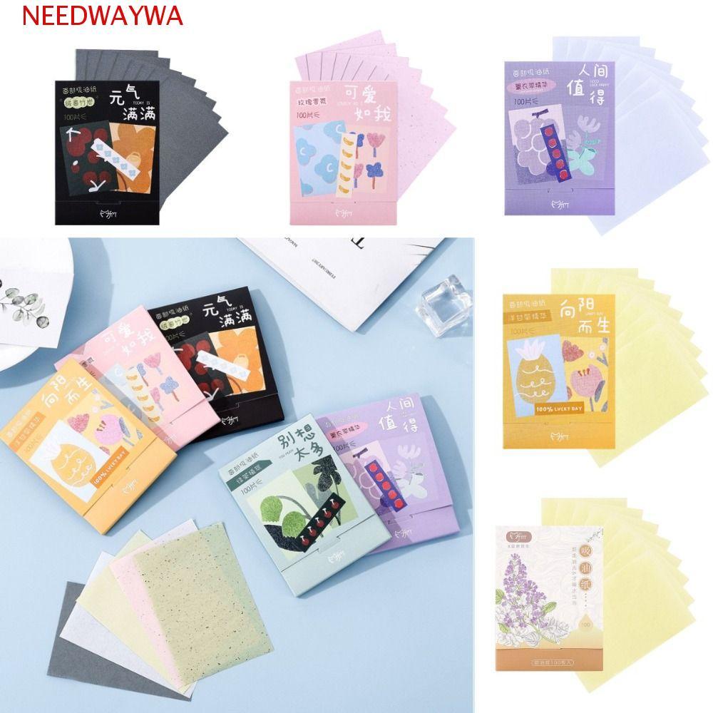 NEEDWAYWA 100 Peças De Papel Absorvente De Óleo Facial , Filme De Controle Para Remoção , Chá Verde