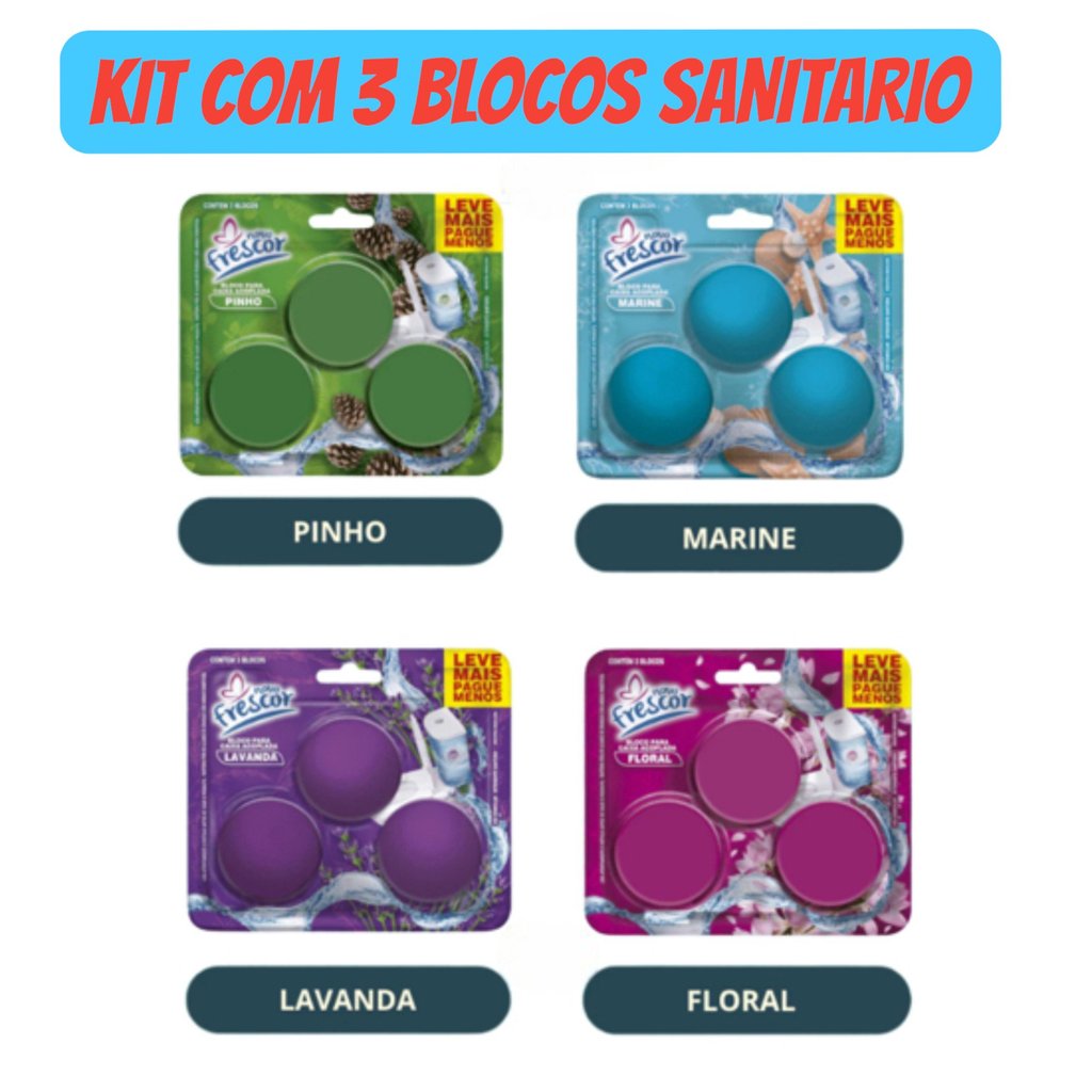 Kit Bloco Para Caixa Acoplada C/ Até 03 Bloco Sanitário Pastilha Tablete Acoplada Pedra Sanitária