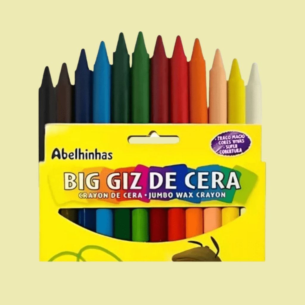 Big Giz De Cera Jumbo 12 Cores Traço Macio 112g Acrilex Caixa Com 12 Unidades