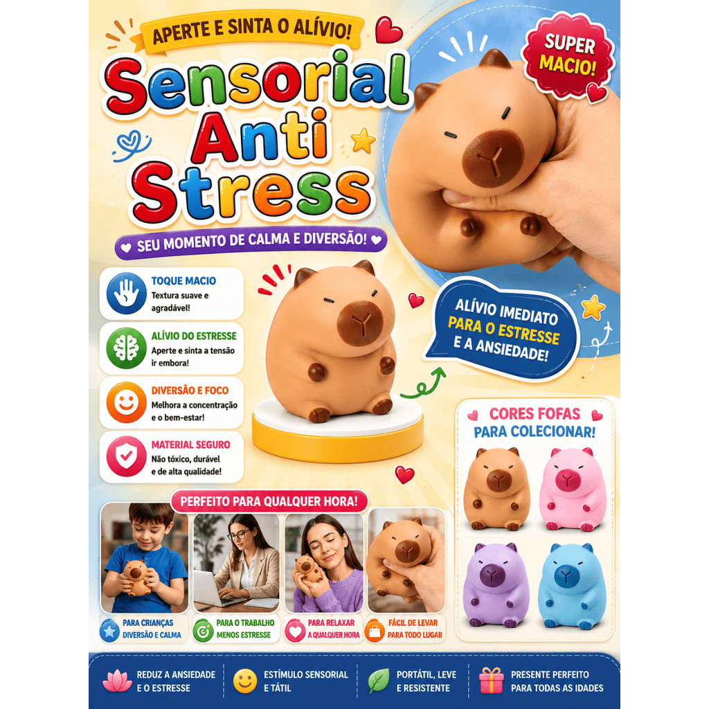 Brinquedo Capivara Fofa Squishy Toy Anti Estresse TPR