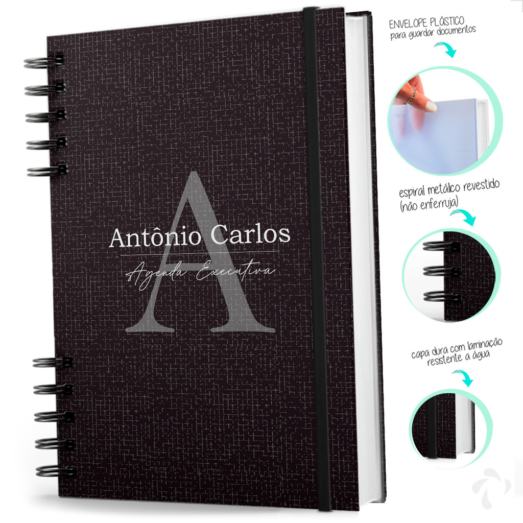 Agenda Executiva 2026 Capa Dura Diária Anual Personalizada