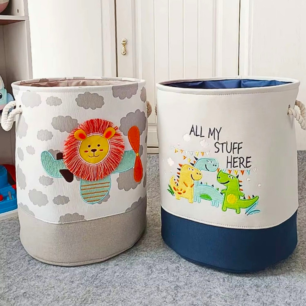 Cesto Infantil Organizador Multiuso Tecido Dobrável Roupa Brinquedos Dinossauros Leão