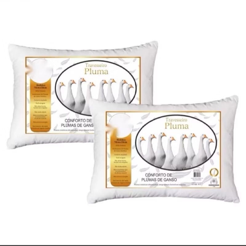 Kit 02 Travesseiro de plumas de ganso sintético 50x70 Promoção antialérgico