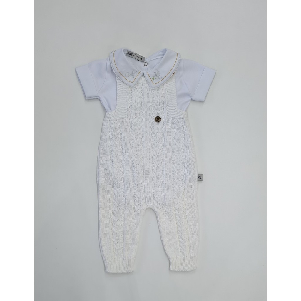 Jardineira Calça Aspen e Body Batizado infantil