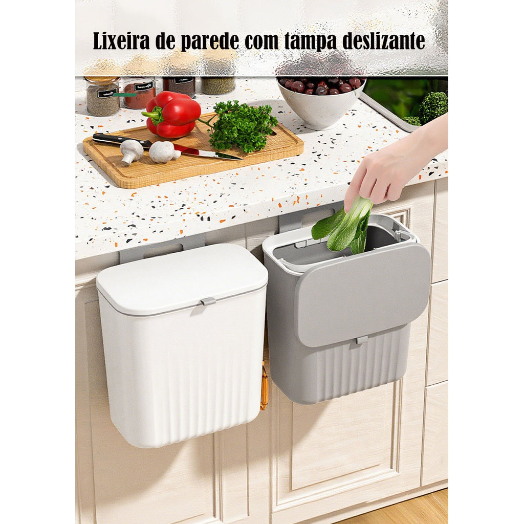 Lixeira Cesto de Lixo 9 Litros Automática Suspensa Banheiro Cozinha Escritório Quarto