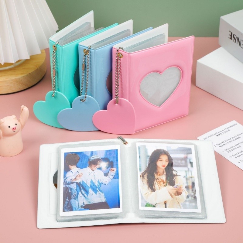 Álbum De Fotos Hollow Love Heart Cover-Photocard E Instax Mini Holder , Livro De Coleta De Cartão K-pop , Fofo Para Arma