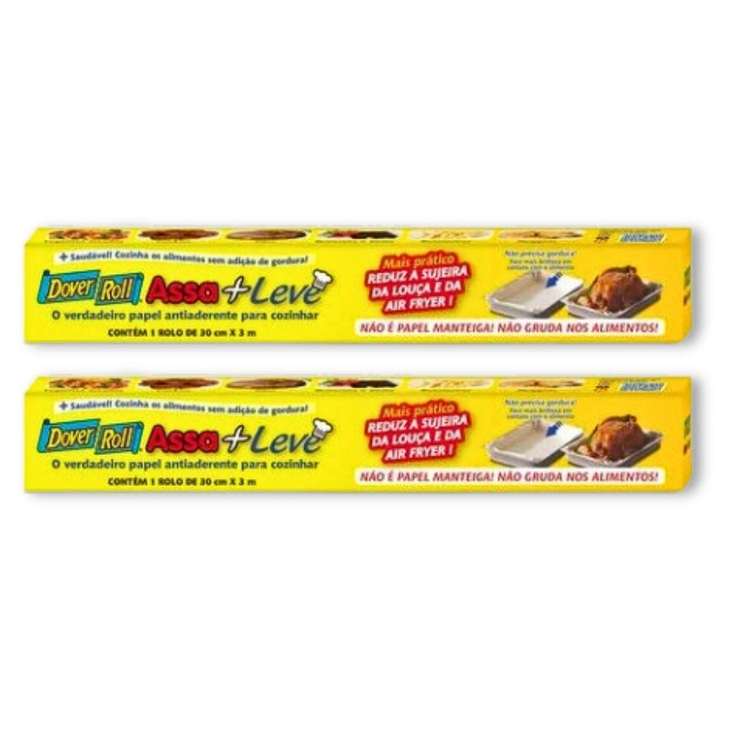 Kit 2un Assa + Leve Papel Antiaderente P/ Cozinhar 30Cm X 3M Dover Roll