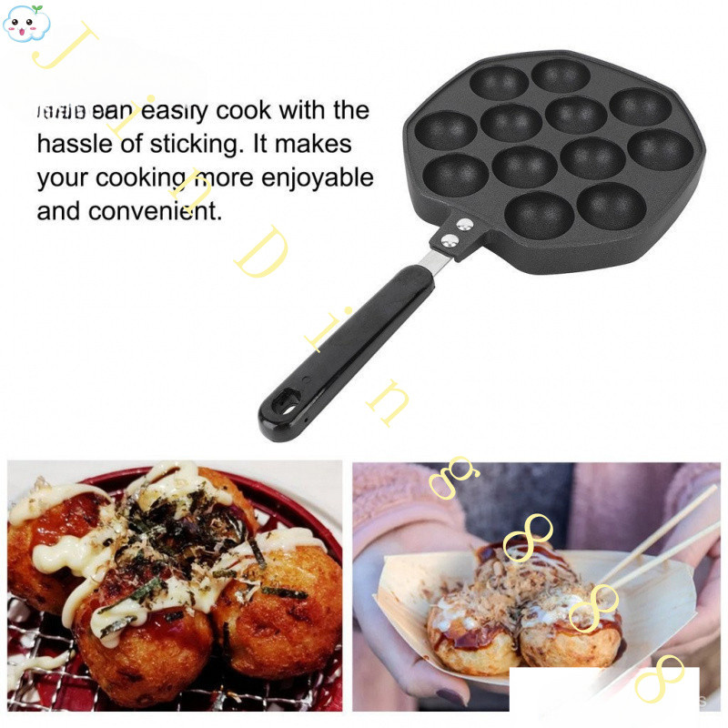Takoyaki Pan 12 Moldes Fabricante Frigideira Liga De Alumínio Antiaderente Grill Placa De Cozinha Para Bolas Polv