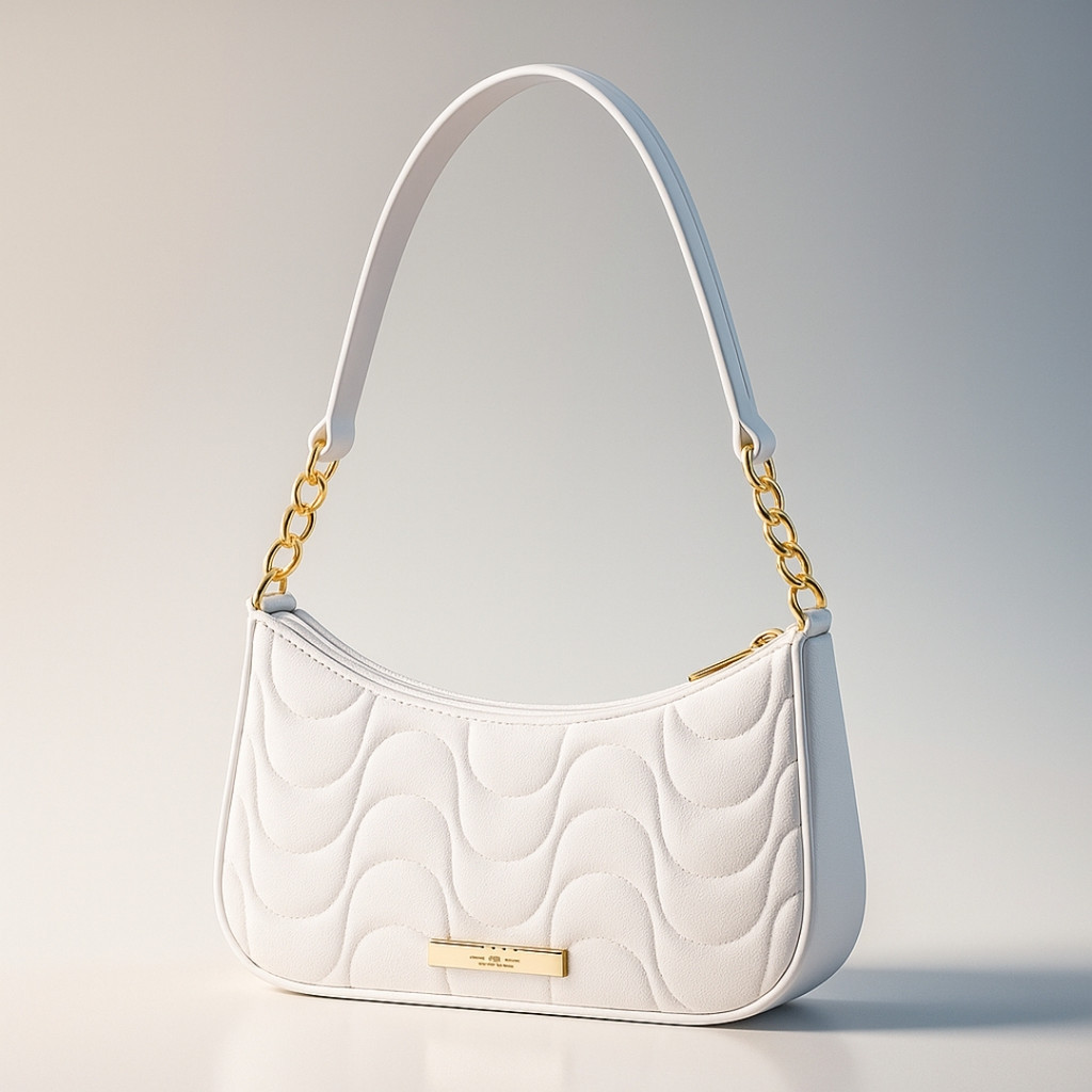 Bolsa Feminina Transversal Branca Meia Lua Compacta Com Design Sofisticado