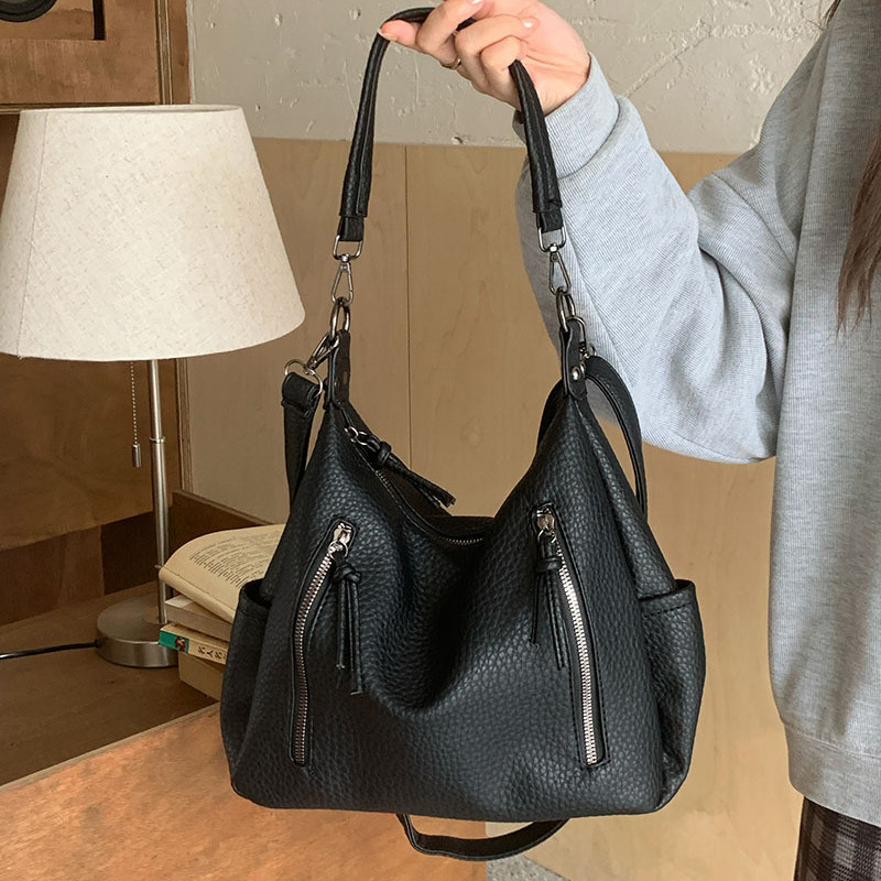 Bolsa Feminina Retrô De Couro PU Bolsa De Cor Sólida Crossbody Bolsa De Ombro Para Viagens De Trabalho