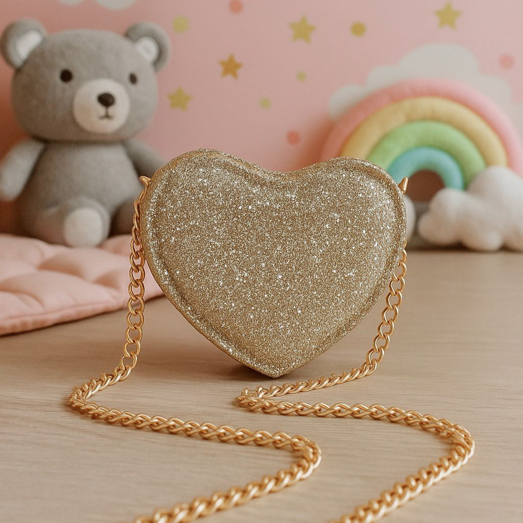 Bolsa Infantil Coração Menina Bolsinha Mini Bag Glitter