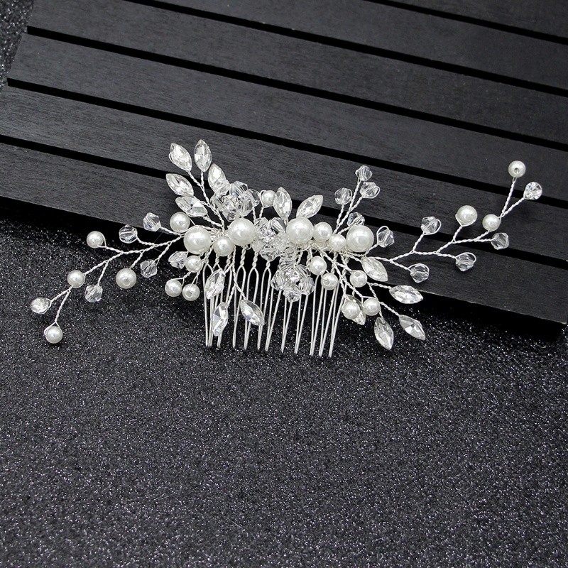 Tiaras Acessório de Cabelo para Noiva Daminhas Debutantes Luxo com Cristais Brilhantes e Pérolas