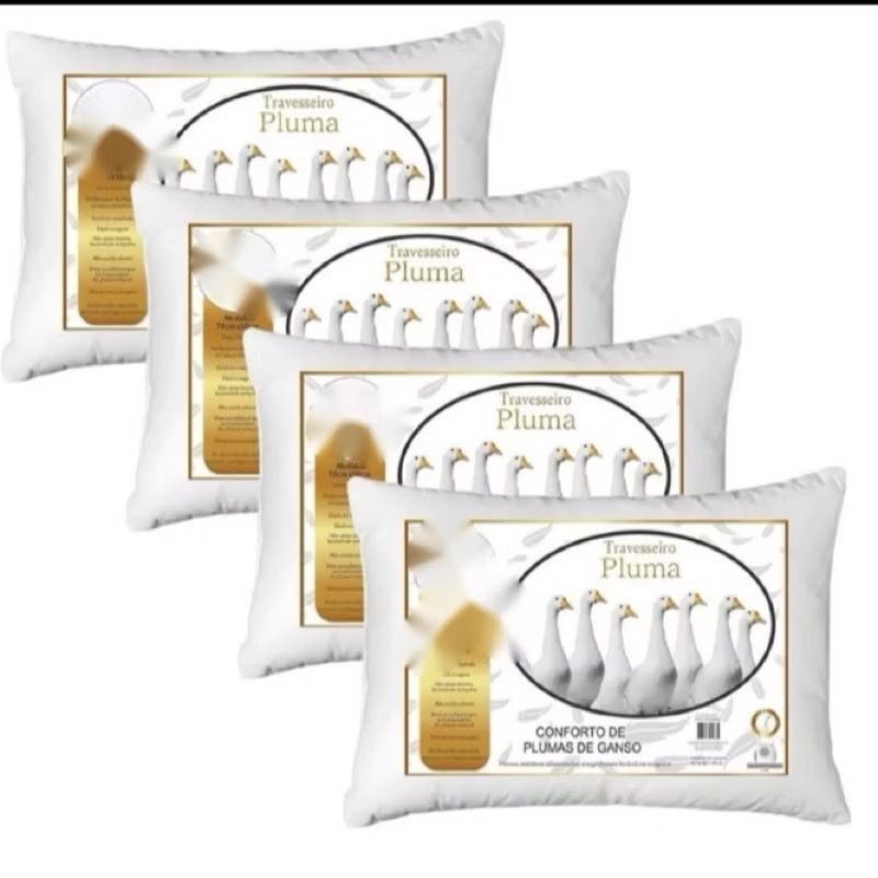 Kit 04 travesseiros de Pluma de ganso sintético 50x70 Promoção antialérgico