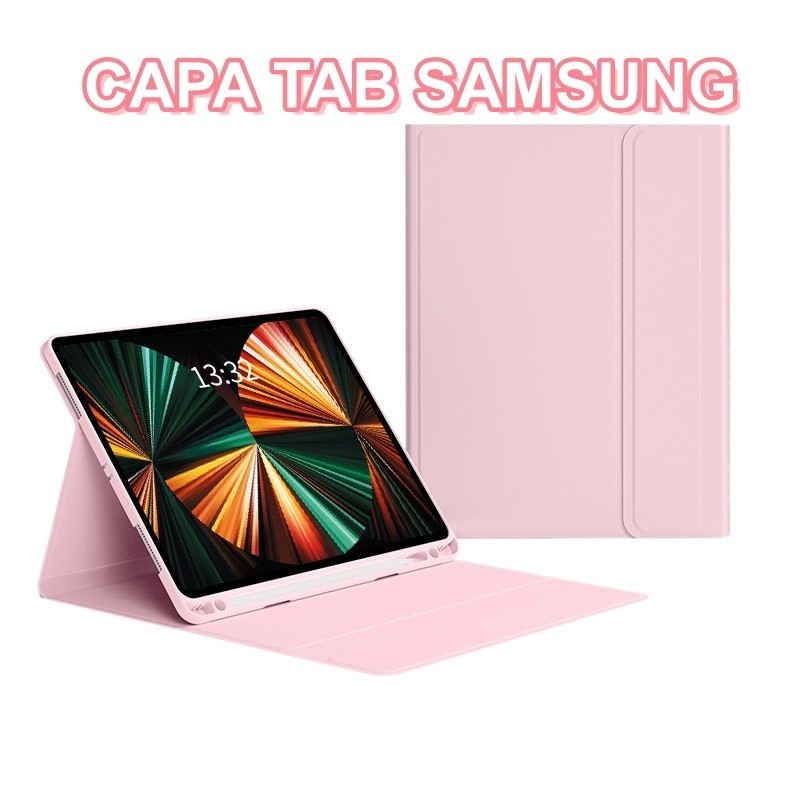 Capa para Tablet Samsung Couro PU Suporte Multiangulo A9 Plus S6 Lite S9 S10 FE 10.4 11pol Sem Teclado