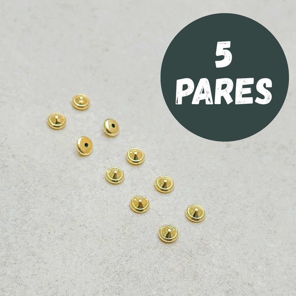 Kit 5 Pares Tarraxa Infantil Baby p/ Crianças Delicada Banhado Ouro 18k Anti Alérgico