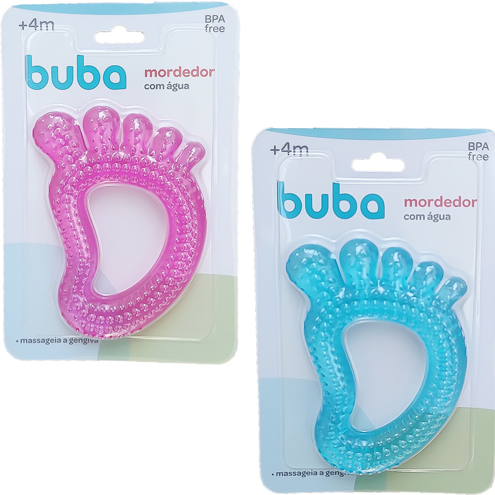 Mordedor Bebê Buba Com Água Sensorial Alívio Gengiva Pezinho