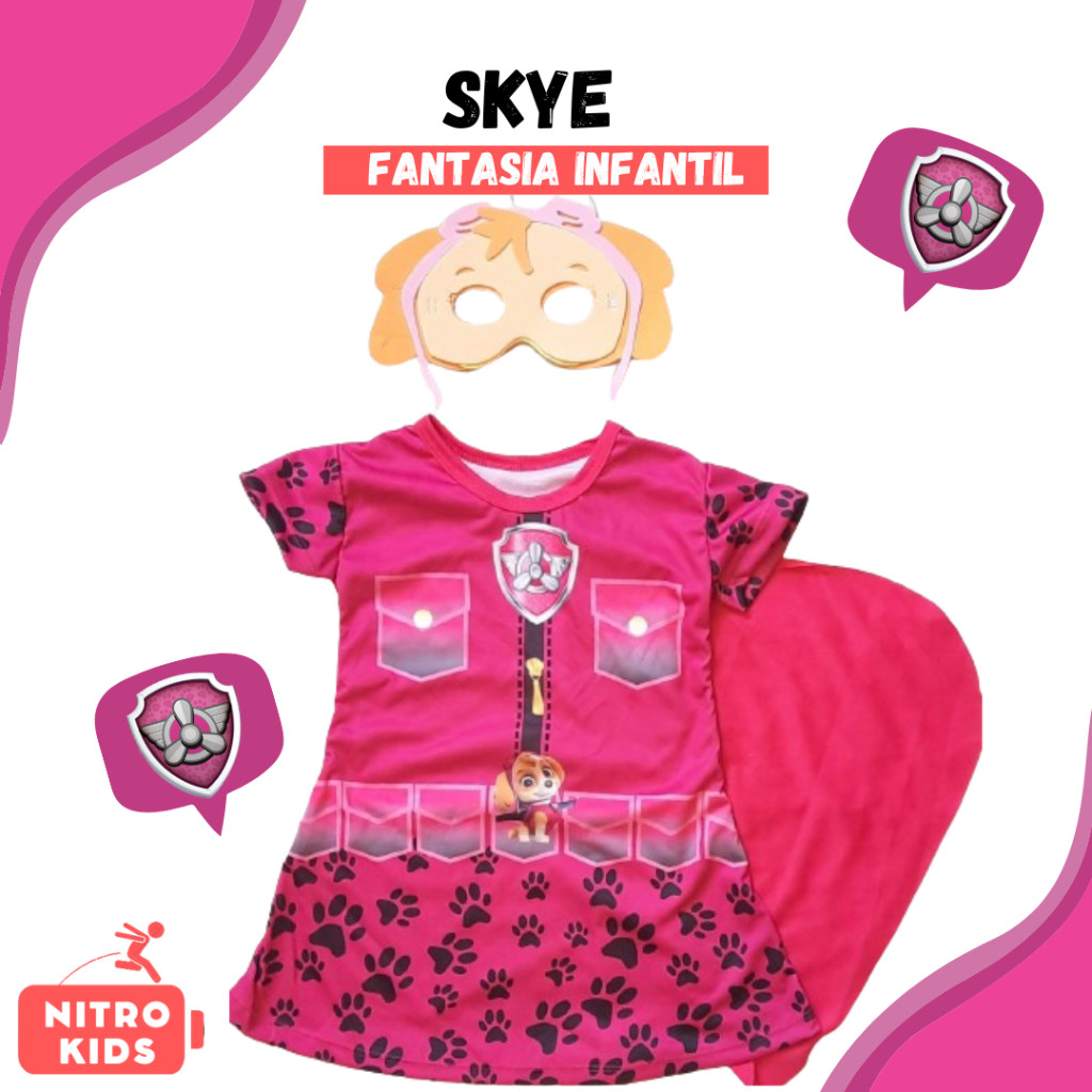 Fantasia Vestido Simples da Skye (Patrulha Canina) Modelo 2