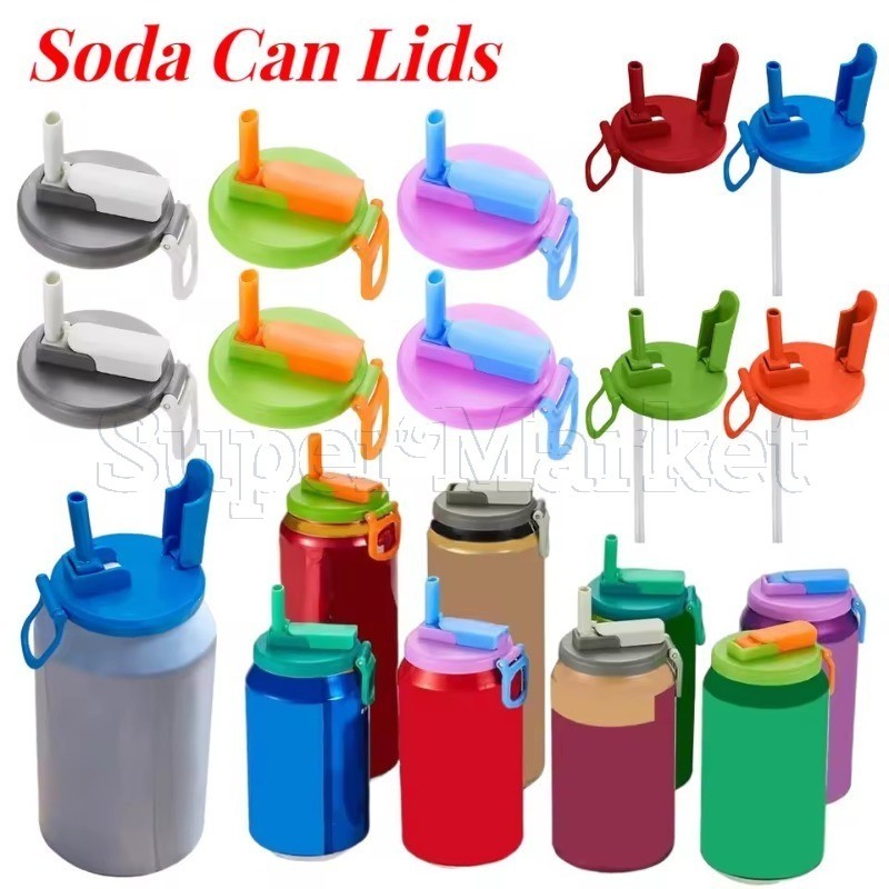 Tampas De Lata De Silicone Com Canudo-Tampa De Tanque Reutilizável-Antiderrapante , Resistente Ao Calor Copo PP De Quali