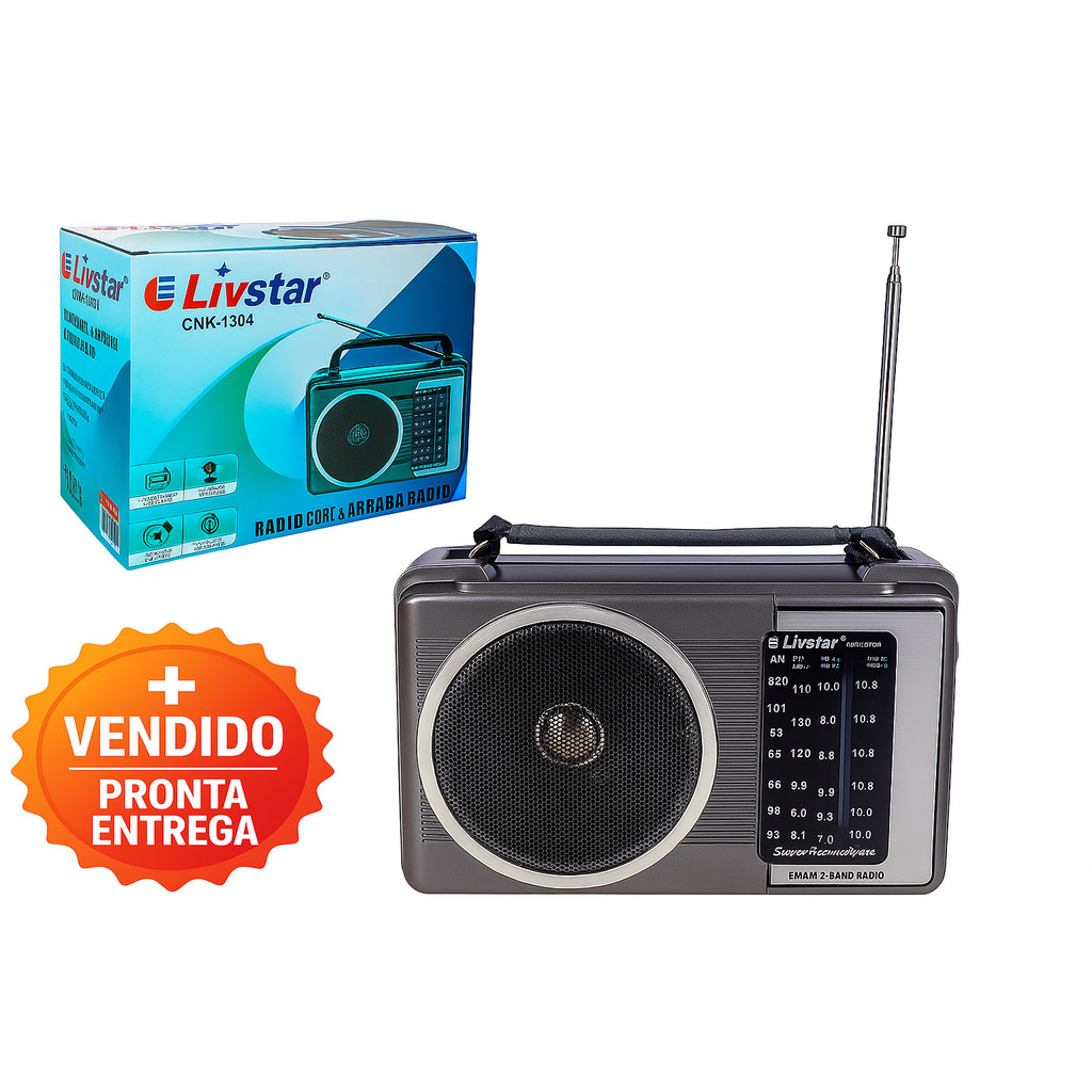 Rádio Retrô Portatil P/ Cadeia Presidio 4 Faixas Livstar Am/Fm 3W Pilha e Energia Alta Qualidade