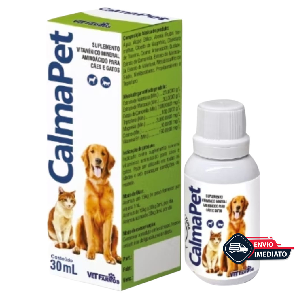 CALMAPET 30ml Calmante Natural para Pet Cães e Gatos