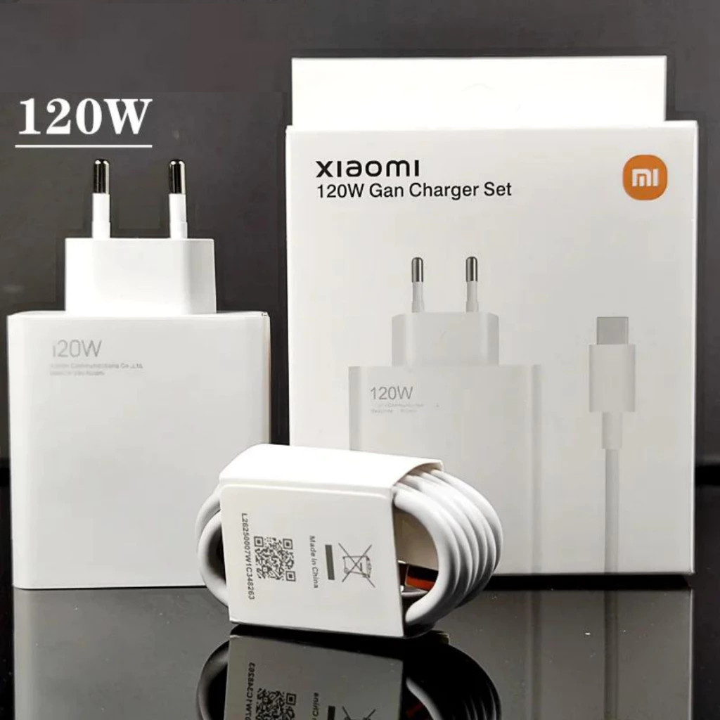 Carregador rápido de 120W 67W com 6A USB C cabo 1M para Mi Turbo Charge Turbo Power Cabo USB + Cabo Tipo C 120W