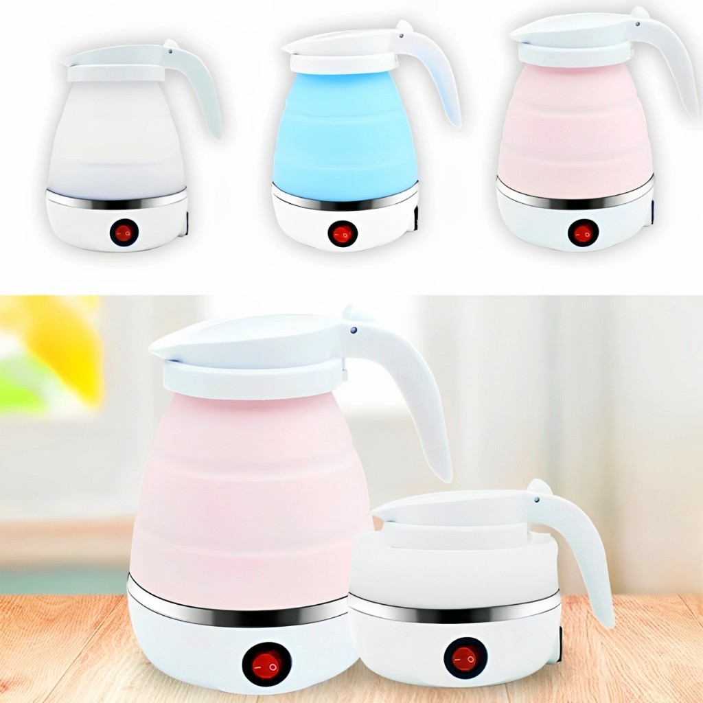 Chaleira Eletrica de Silicone 600ml Retrátil  Esquentar Café Chá Leite 110V / 220V