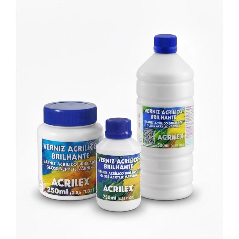 Verniz Acrílico Brilhante Acrilex - Escolha o Tamanho: 100ml ou 250ml ou 500ml