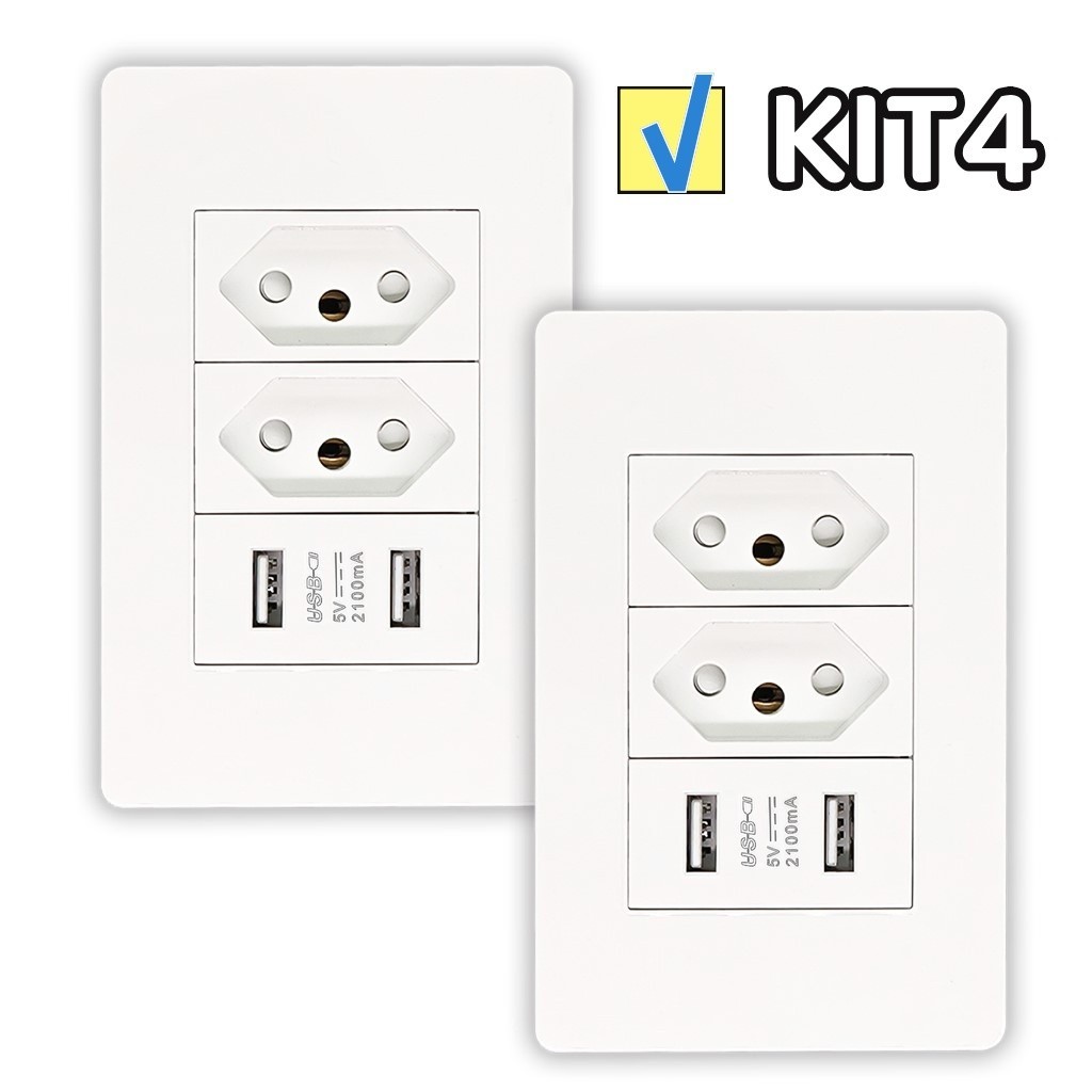 1/2/3/4um Tomada USB Universal Tomada De Parede Bivolt Multifuncional Com 2 Entrada USB