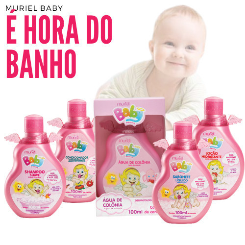Kit Maternidade Para Bebê Infantil MENINA Baby Muriel 100ml PRESENTE  SHA/COND/SAB LIQUIDO/ COLONIA/HID