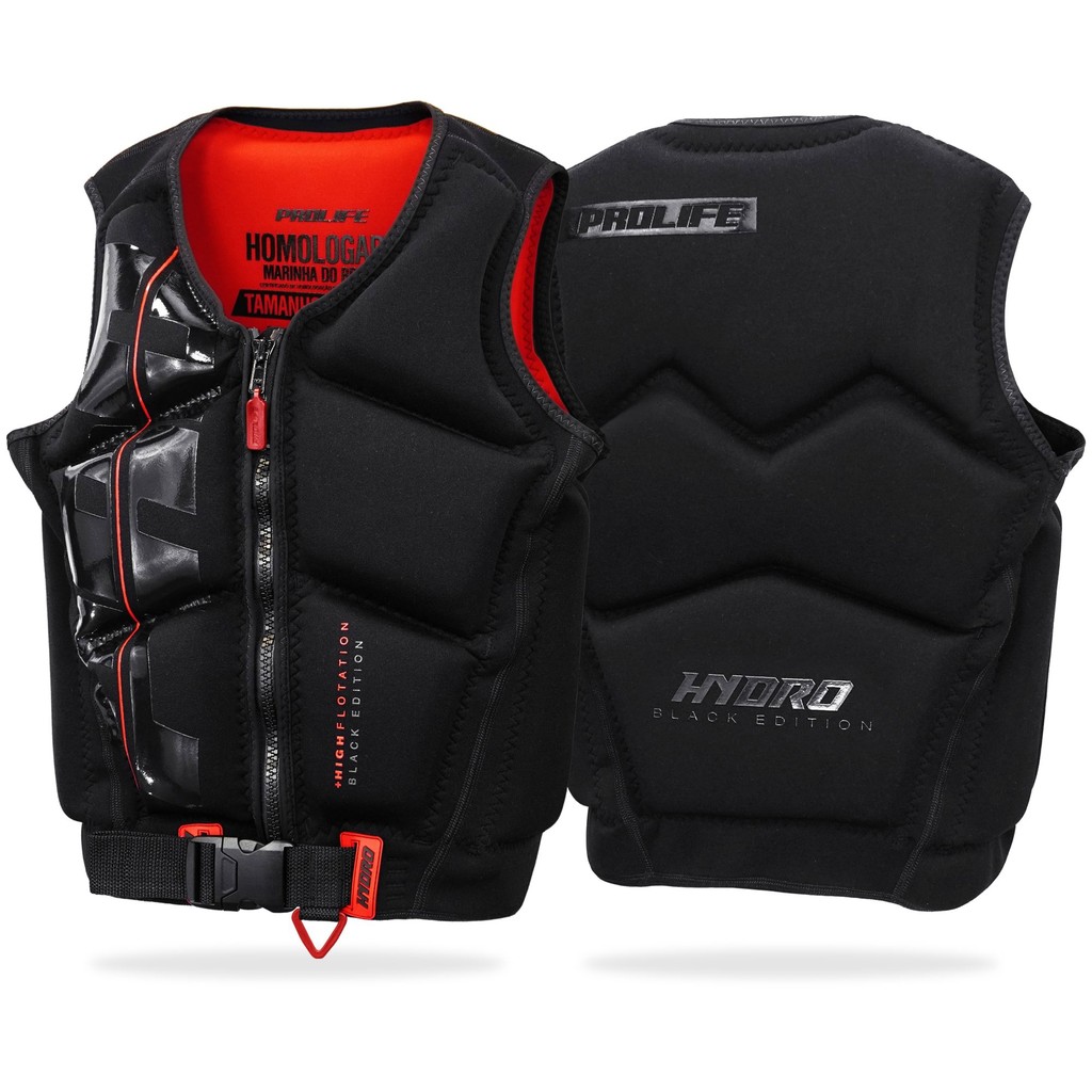 Colete Salva-Vidas Hydro Black Edition Prolife Edição Limitada Homologado Marinha do Brasil Neoprene