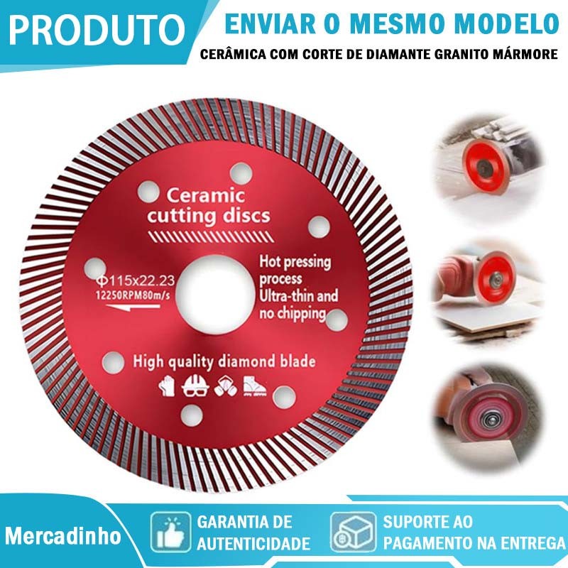 Kit2/3/5 Disco de Corte Diamantado Porcelanato 115mmx22mm/105x20mm - 1,4mm A melhor qualidade Super Fino Diamantado