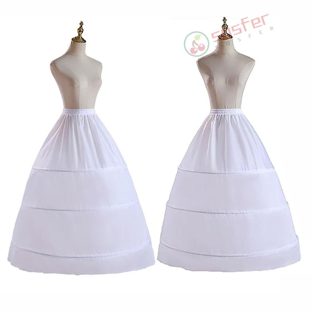 Anágua SOSFER , Saia Longa De Crinolina Com 3 Argolas , Anáguas De Vestido De Baile Branco