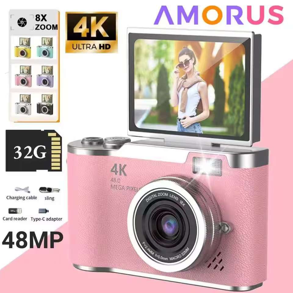 CCD Câmera 4K Para Fotografia , Câmera Digital 18X , Vídeo Vlogging , Filmadora YouTube , 48mp