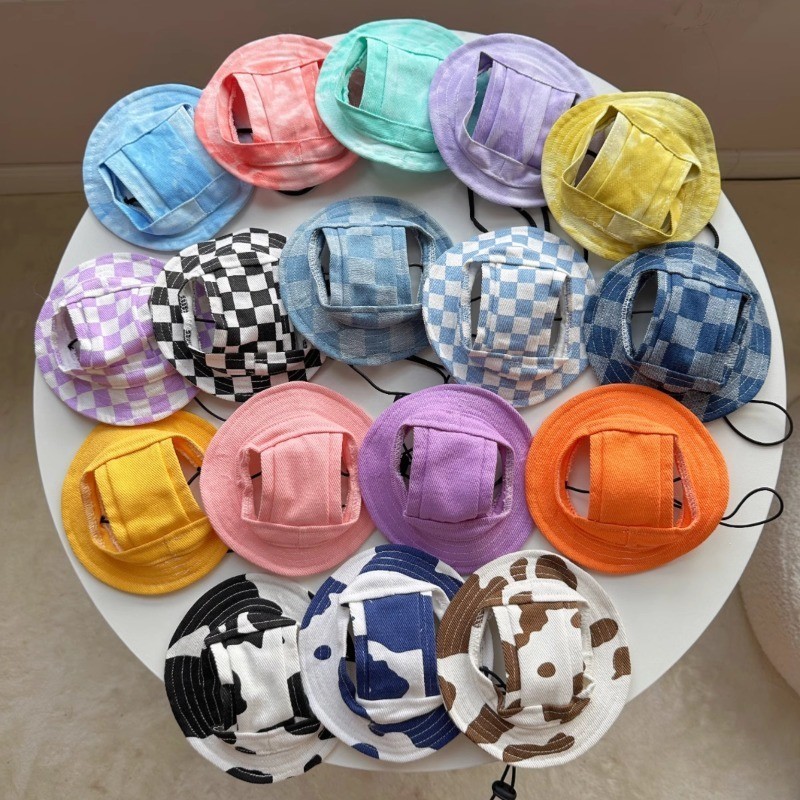Chapéu Ajustável Para Cachorro Com Furos As Orelhas , Boné De Pescador Animais De Estimação