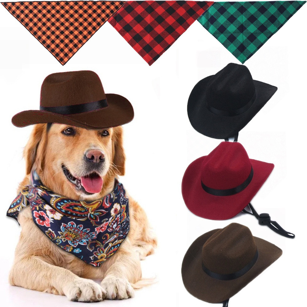 Chapéu De Cachorro Gato Ocidental De Cowboy Triângulo De Animal De Estimação Scarf Retro Doll Decoração Fotografia Engra
