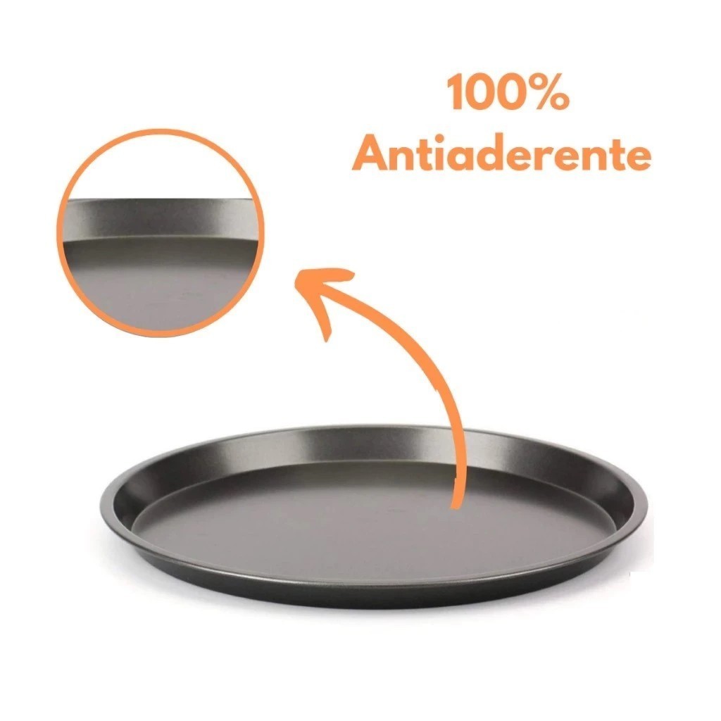 KIT Formas Bandeja Grande Antiaderente Redonda Pizza Pão Queijo Forma 36cm