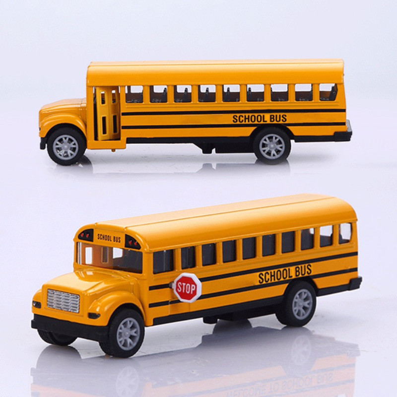 Miniatura Ônibus Escolar de Metal Abre Porta Ferro Stop