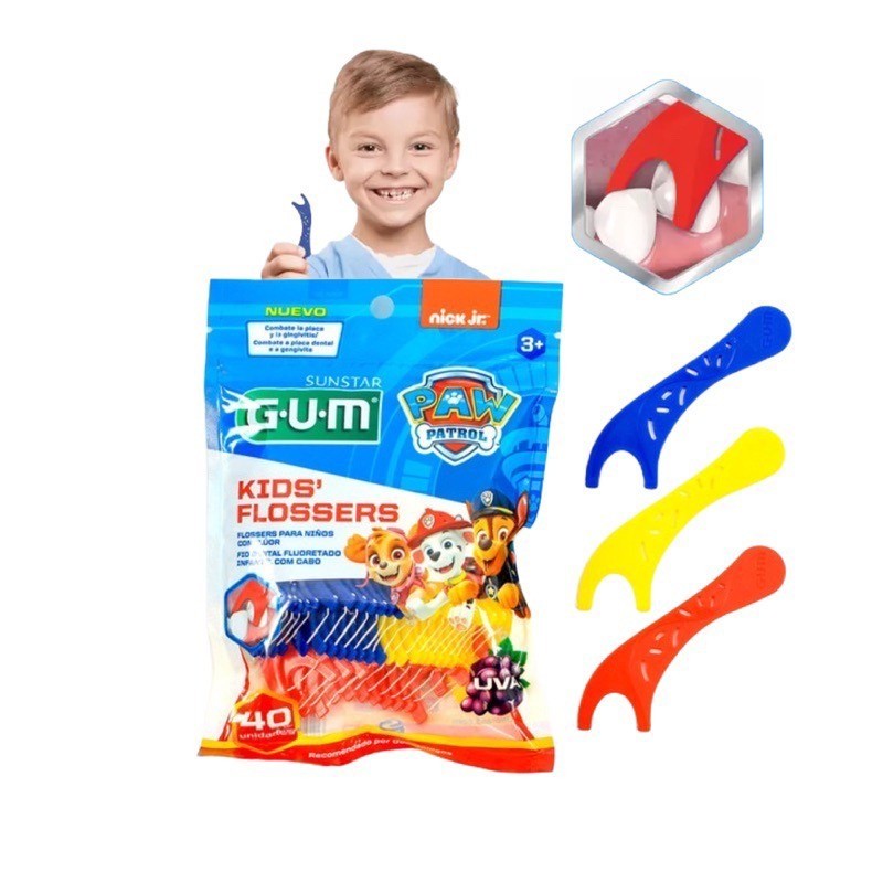 Fio Dental Infantil Kids Flosser 20 Ou 40 Unidades Patrulha Canina Trolls - GUM
