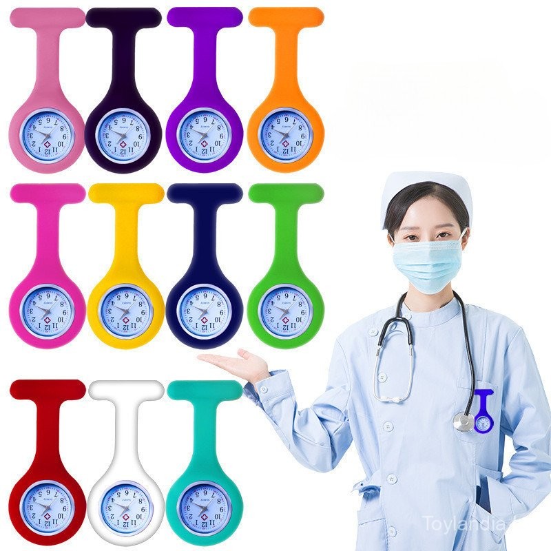Pulseira de Relógio de Silicone Unissex para Médicos/Enfermagem, Múltiplas Cores, Lapela X8IE