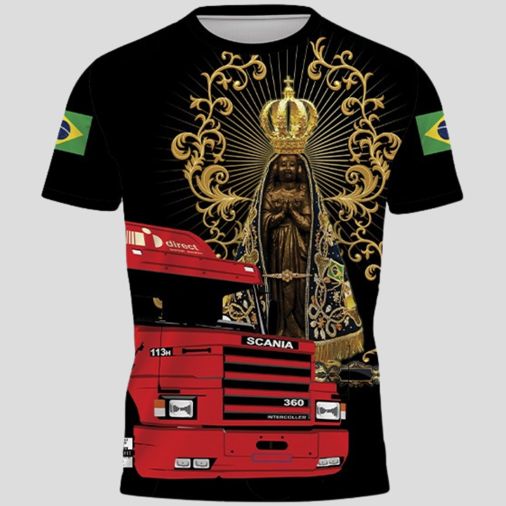 Camiseta Camisa Caminhoneiro Scania Dry Fit Gola Redonda Proteção UV