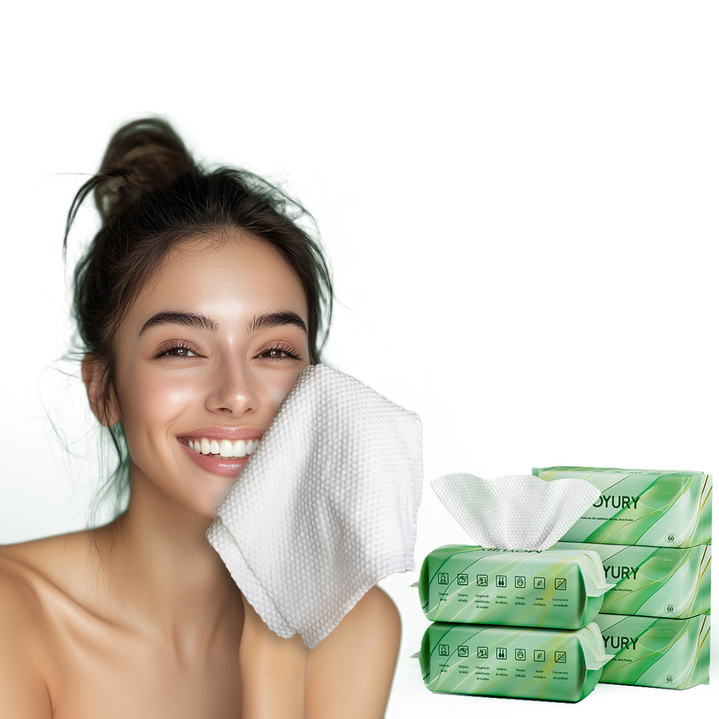 Lenços faciais descartáveis, 60 folhas por pacote para limpeza diária, 100% algodão natural, ecológico e biodegradável