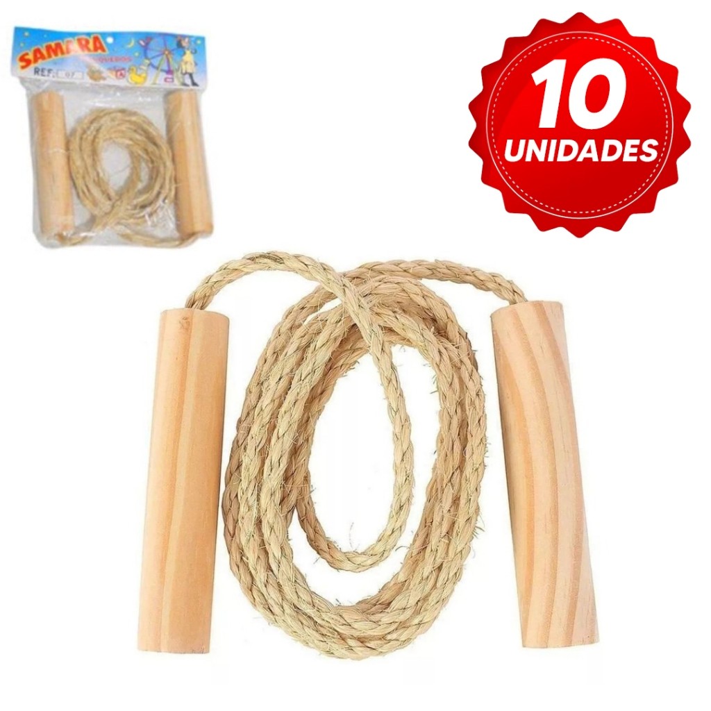Kit 10 Corda de Pular Brinquedo Infantil Sisal 1,60 Metros Exercício Dia das Crianças Lembrancinha