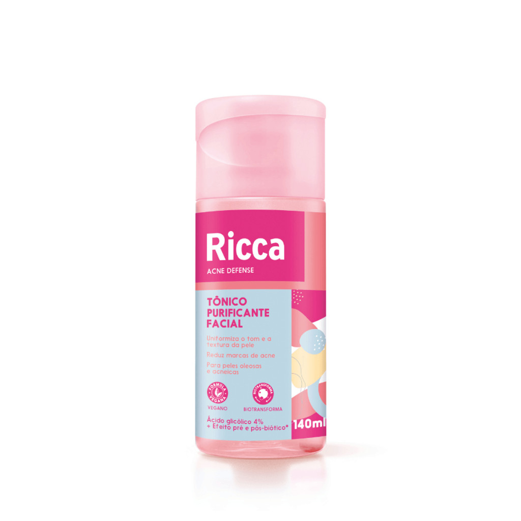 Tonico Purificante Limpeza Facial Skin Care Maquiagem Acido Glicolico Ricca 140ml