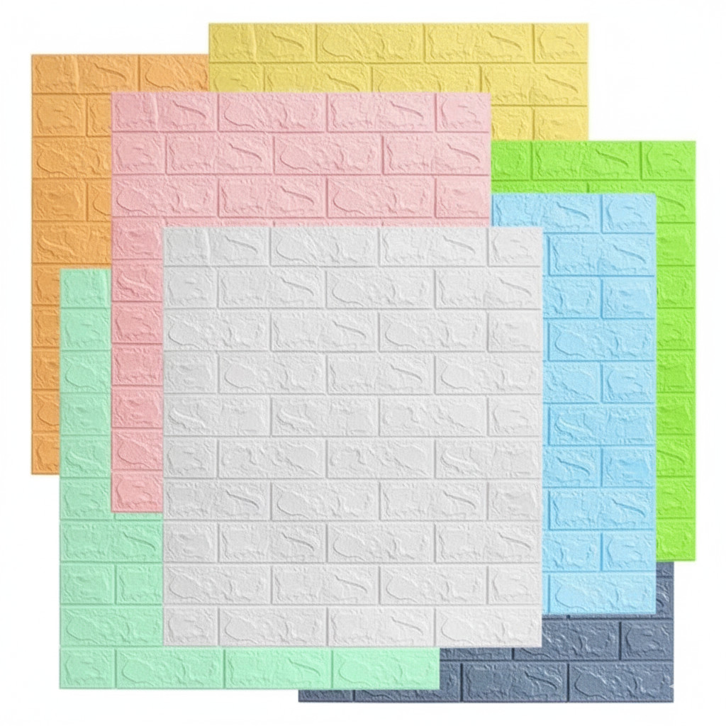 Kit 10 Placas Papel de Parede Auto Adesivo 3d Tijolinho Branco 70x77cm